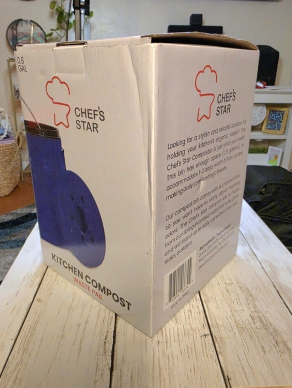 NWT Chef’s Star Indoor Kitchen Compost Bin Blue Gal Food Waste Pail Odor Control - Picture 8 of 11